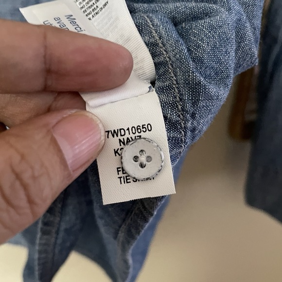 Lucky Brand Chambray Feminine Bow Button Down Shirt Denim Western Sz M NWT B5 - Picture 10 of 14